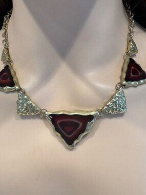 Vintage H. Dubin Modernist Geometric Necklace Statement Artisan Jewelry